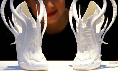 A pair of shoes created using 3D technology
