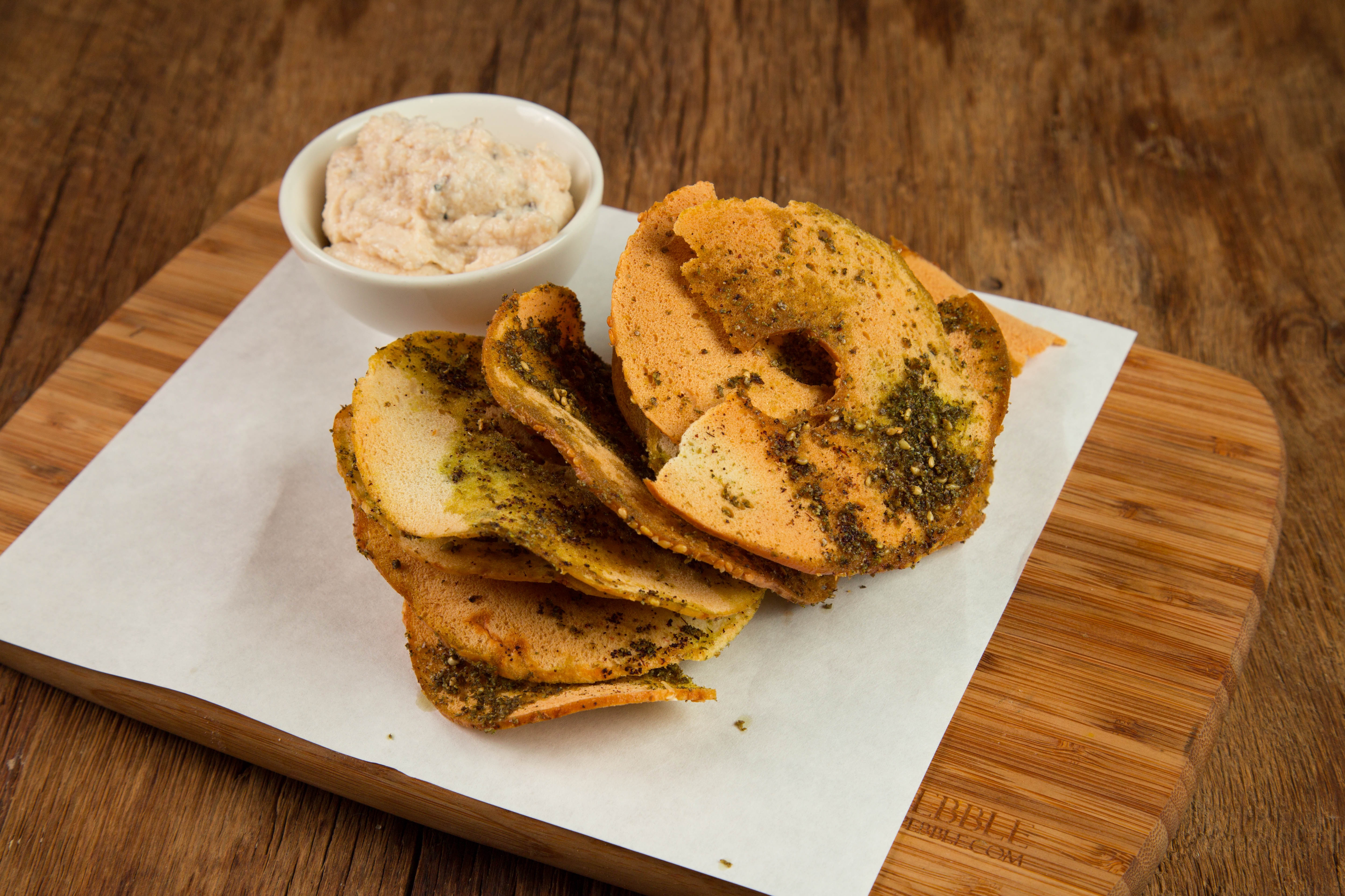 Small Bite -Bagel chips with Labneh or Tarama Truffle